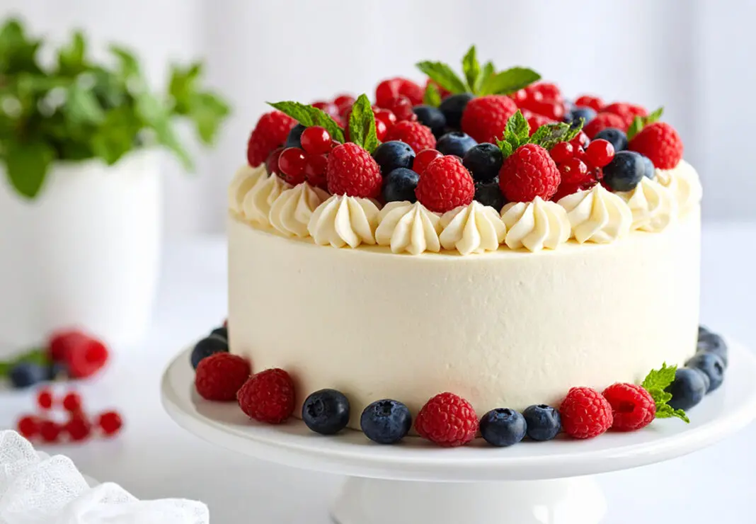 Tarta de frutos rojos y crema de vainilla