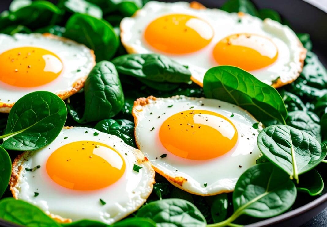 Huevos al horno con espinacas
