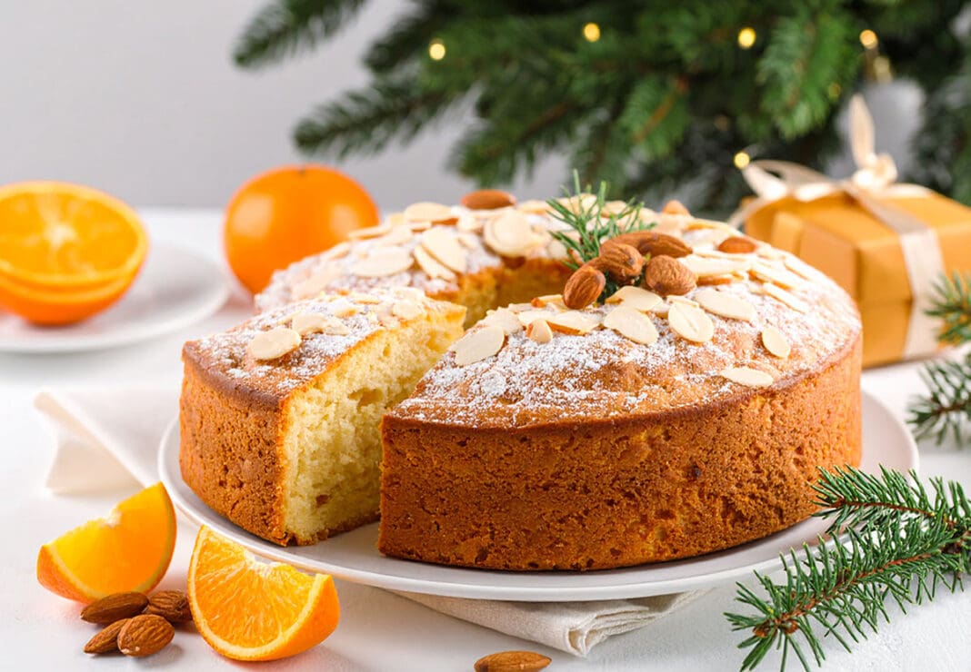 Bizcocho esponjoso de naranja y almendra