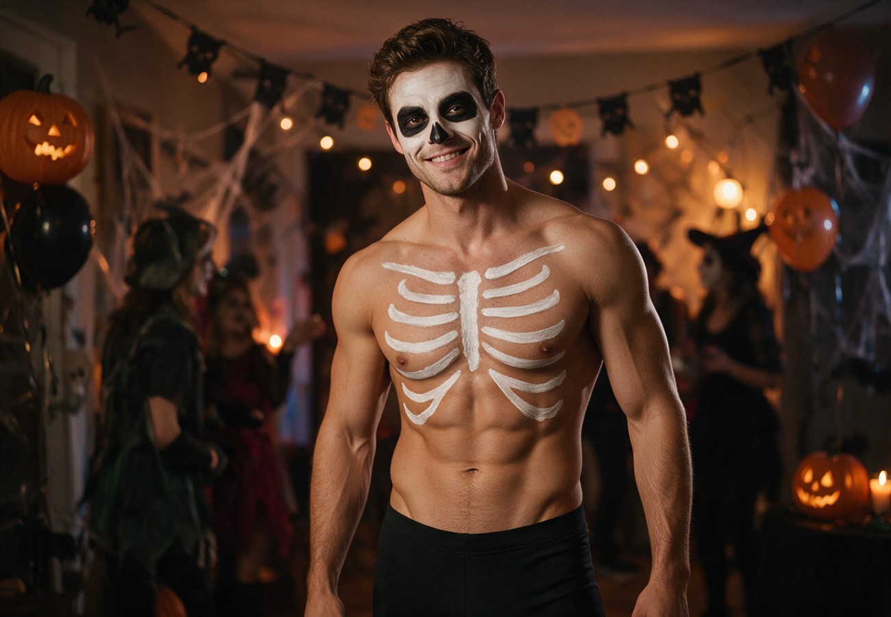 Disfraz de esqueleto minimalista para Halloween