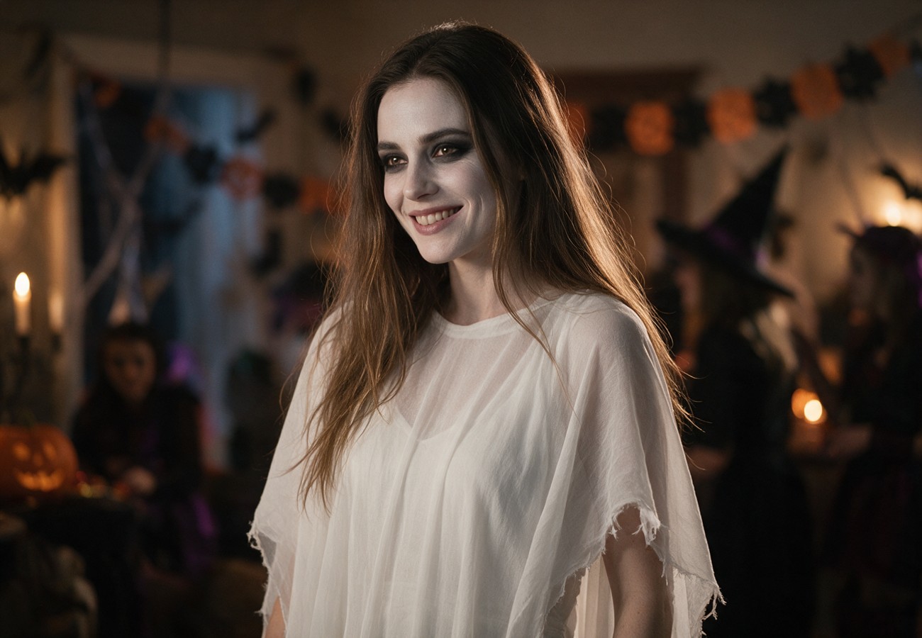 Disfraz de fantasma chic y elegante para Halloween