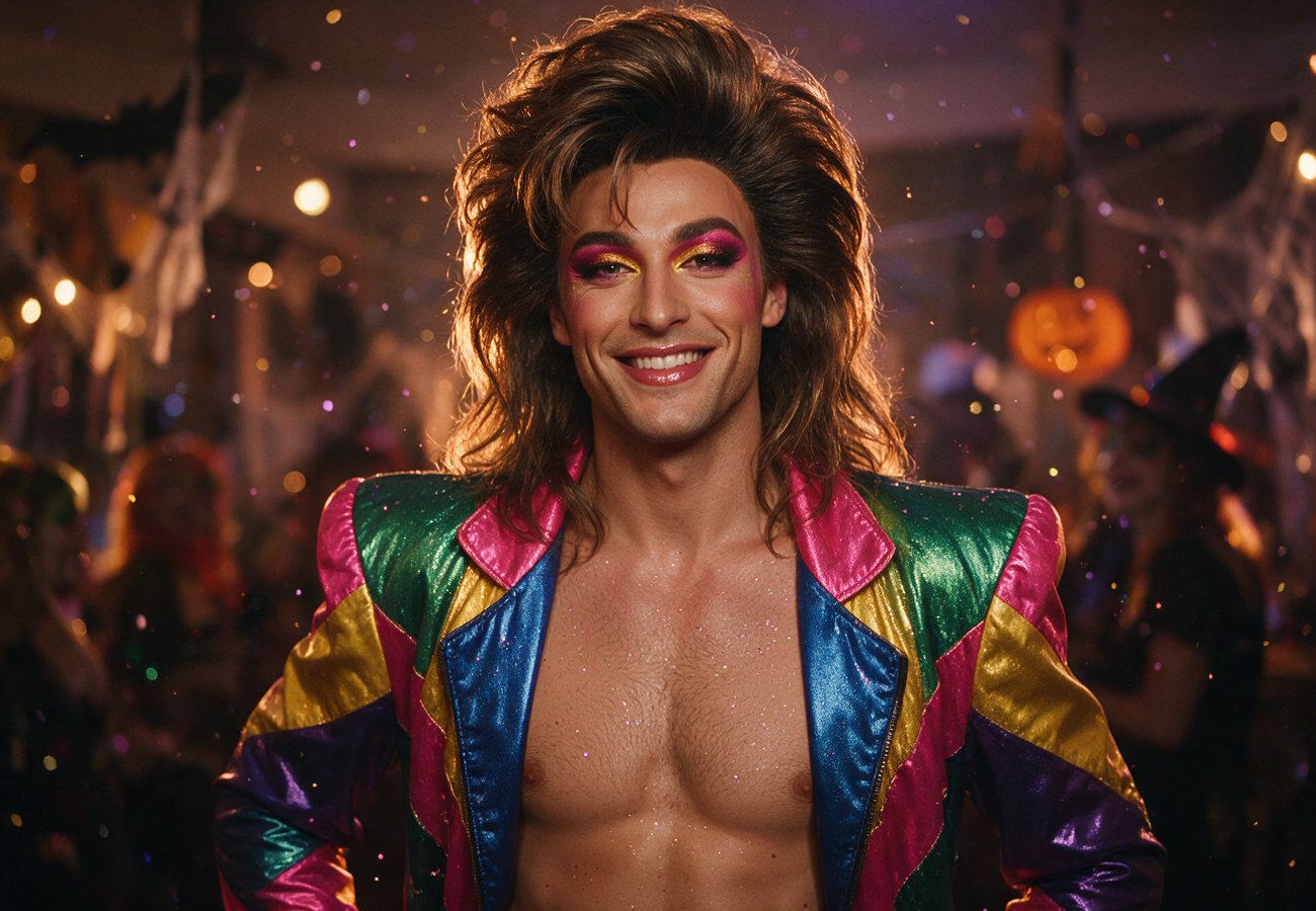 Disfraz de icono drag de los años 80 para Halloween